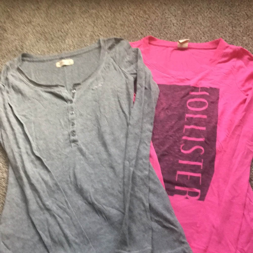 Two long sleeve Hollister shirts like a 14 youth